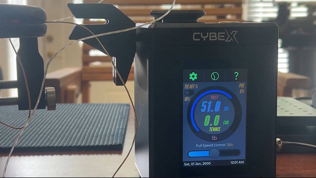 CybeX stringing machine calibration setup